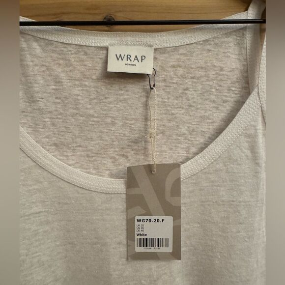 NWT Wrap London Size XL White Linen Spaghetti Strap Tank Top - Picture 8 of 9